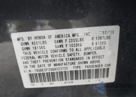 2016 Acura Ilx 2.4L/Acurawatch Plus Package from USA, damaged, VIN 19UDE2F3XGA023730